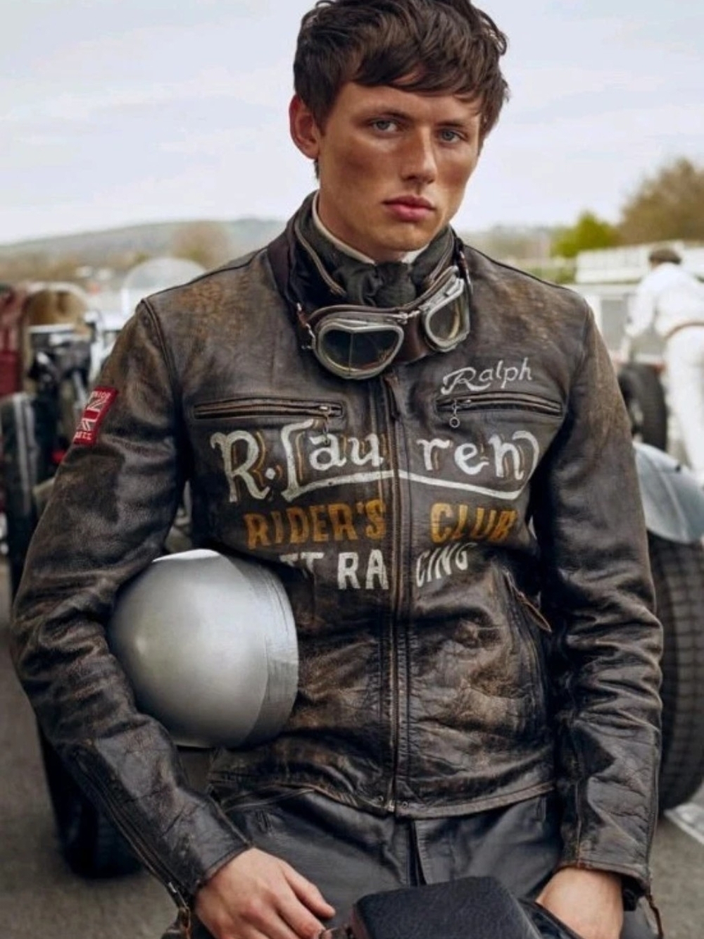 Ralph Lauren Vintage Men's Hand Painted Brown Distressed Leather Rider Jacket - Picture 6 of 16